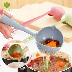 Лидер продаж ложки для супа 2 в 1 длинной ручкой ложка дома сито для приготовления пищи дуршлаг для кухни Совок пластик ковш посуда