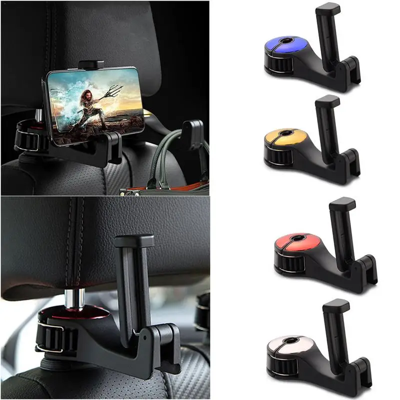

New 2 in1Car Headrest Universal Rear Seat Phone Holder Multifunction Hook Hanger Bracket Universal most 4.0-6.0 inch cell phone