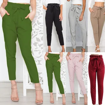 

2019 New Hot Casual High Waisted Pant Womens Slim Pencil Stretch Casual Loose Pants High Waist Trousers New