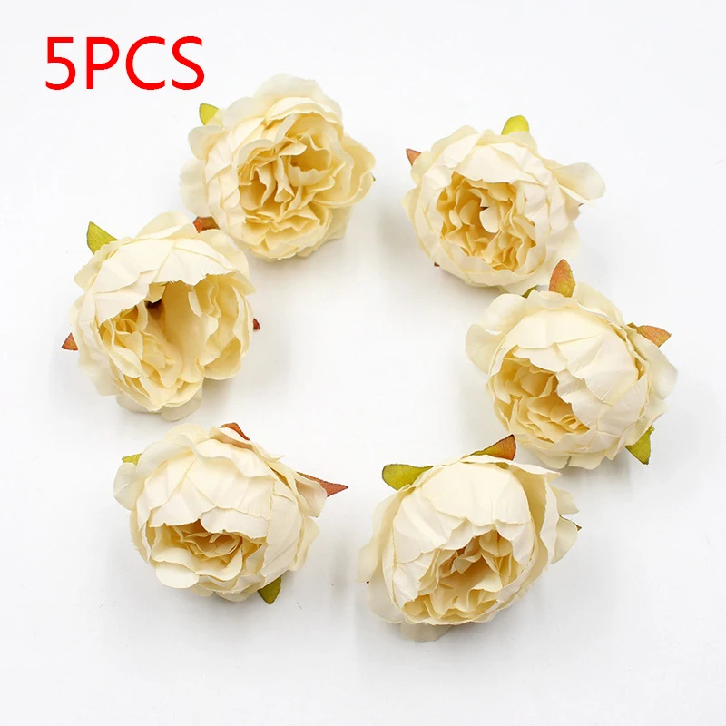 Silk Wedding Decoration 5PCS/Lot Peony Flower Head Craft Flower 5cm Home Decoration DIY Garland Artificial Flower High Quality