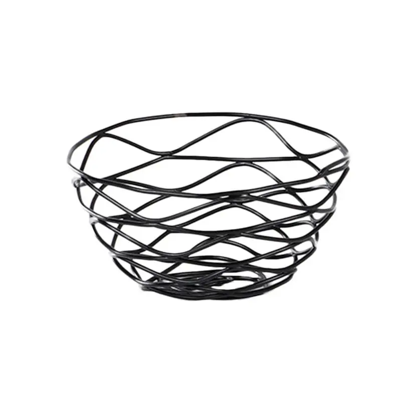 

1 PC European Style Basket Durable Iron Fresh Fruit Container Basket Hollow-Out Vegetable Holder Kitchen Accessories(Black)