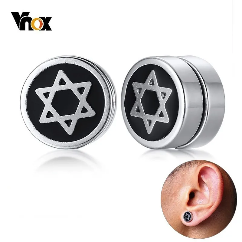 

Vnox David Six Star Magnetic Earring Clip Stainless Steel Stud Earrings for Men Boy Hip hop Brincos