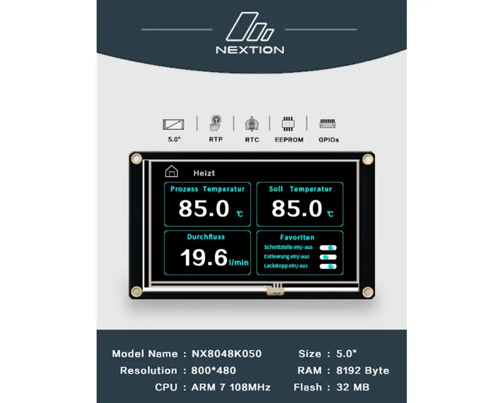 

Nextion Enhanced NX8048K050 - 5.0'' HMI Touch Display USART TFT LCD Module