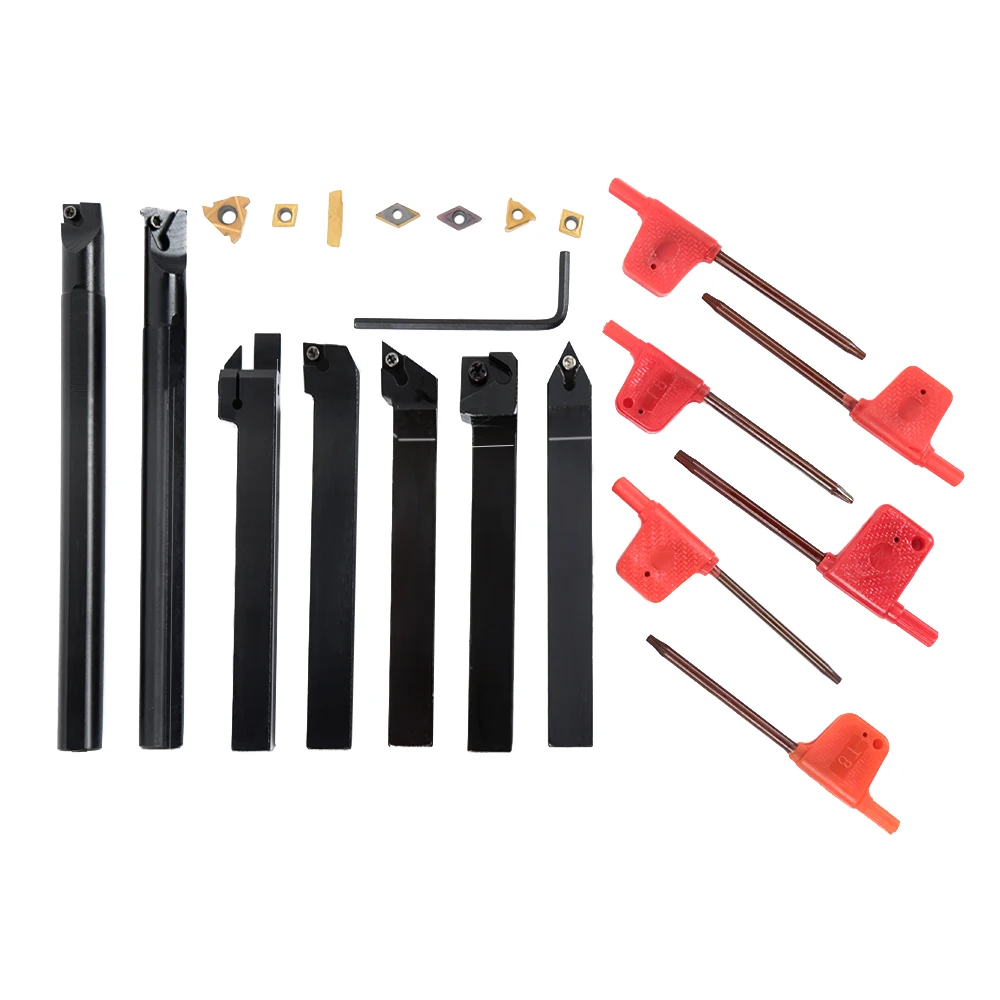 

7pcs 10mm Shank Lathe Turning Tool Holder Boring Bar With Carbide Inserts