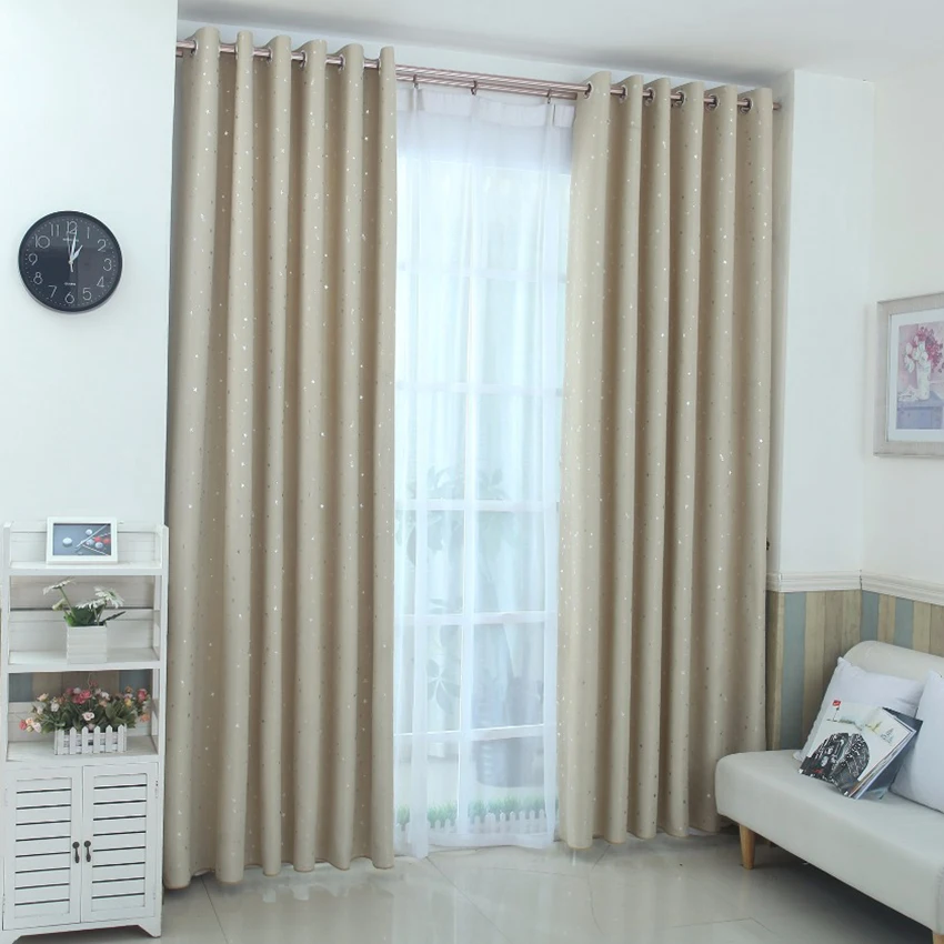

Shiny Stars Children Curtains For Kids Boy Girl Bedroom Living Room Blackout Cortinas Custom Made Drapes(cream color)