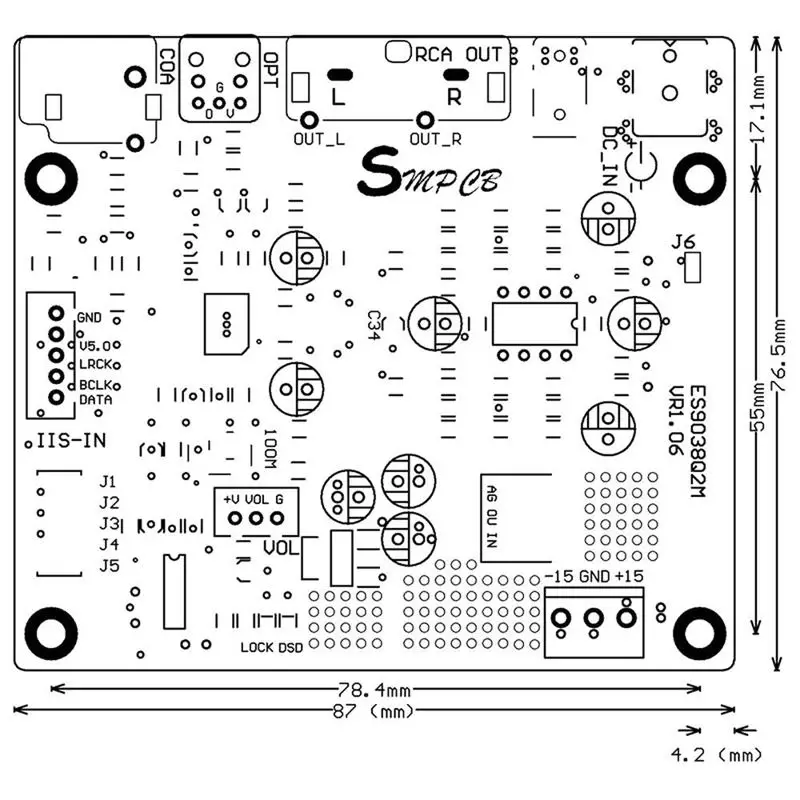 Es9038 Q2M Dac Dsd декодер поддержка Iis 384 кГц коаксиальный волоконный Dop для Hifi усилитель