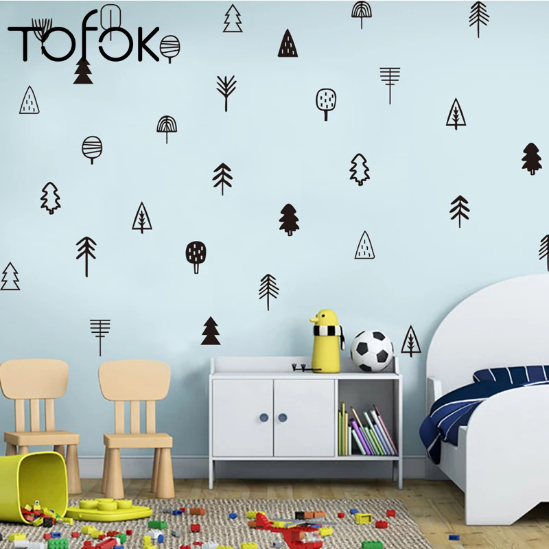 Tofok DIY лес ёлки ПВХ Наклейки на стены/клей семья наклейки стену плакат книги по