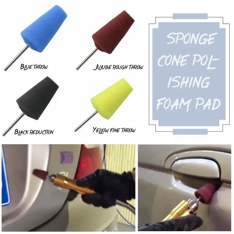Multifunctional Fine Sponge Cone Polishing Foam Pad Reusable Cone Shaped Sponge Wheel For Automobile Wheels Car Doors And Handle