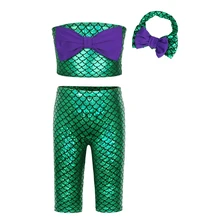 AmzBarley малышка Русалочка Купальник 3 шт. раздельный бикини для малышей детский купальник Русалочки купальный костюм с платье с повязкой