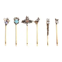 6 шт. заколки для волос с цветком и стразами, Ретро стиль, Винтажные заколки для волос, заколки для волос, аксессуары для волос для девушек, женщин