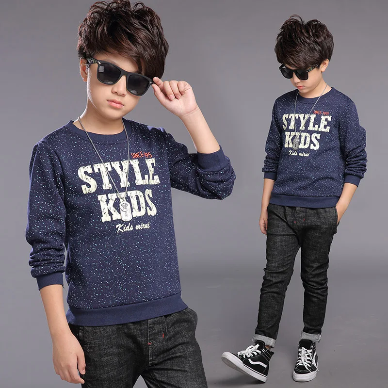 

2019 Fall Sweatshirts Jongens Tops Kinderkleding Lange Mouwen Brief Print Split School Boy Sweater Kids Kleding