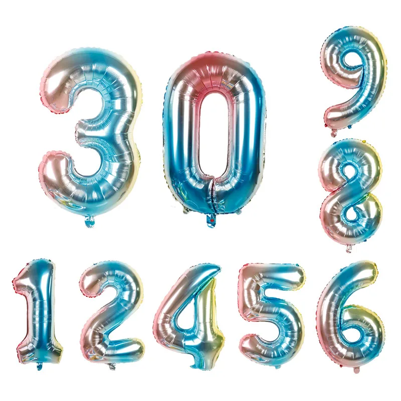 

1pc 32inch Gradient Number Foil Balloons Rainbow star happy Birthday Party Decorations kids air globos Wedding Baby Shower balls