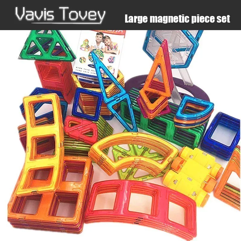 

Vavis Tovey 30-200pcs Magnetic Building Blocks Educational DIY kits Magnet free stickers Designer Constructor Toys kids Gift