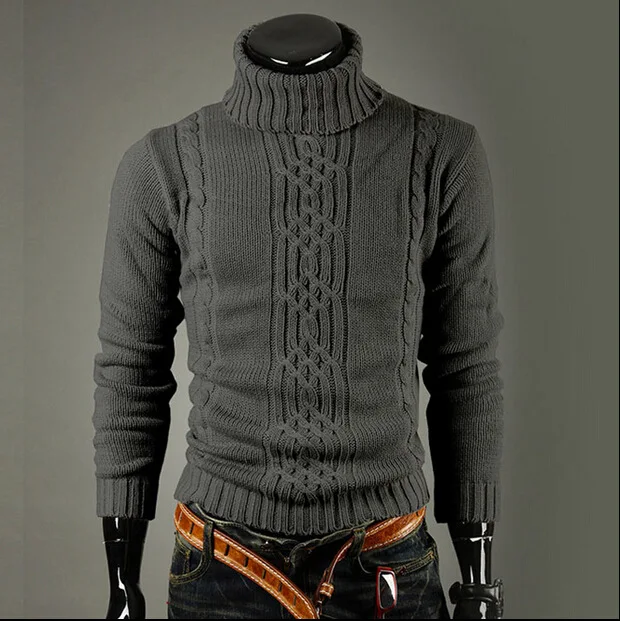 men's high neck wool jersey sweater