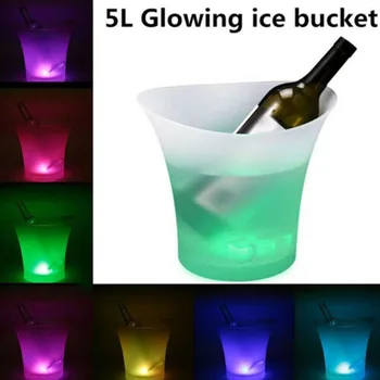 

2019 New Style Hot Sale 5L Multicolour LED Champagne Wine Drinks Cooler Light up Glowing Ice Bucket Bar Ice Bucket