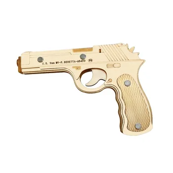 

Nulong Laser Cutting 3D Wooden Puzzle 3D wood Jigsaw Puzzle Woodcraft Assembly Kit- Beretta M9 Rubber Band Gun with 18pcs Parts