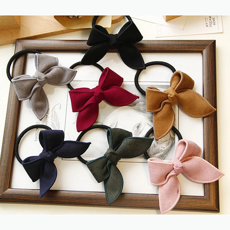 

Hot Fashion 1PC Suede Bowknot Pompom Ball Ponytail Holder Elastic Rubber Hair Bands Hair Rope Valentines Gift
