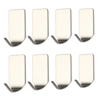 

8 Pcs Bathroom Stainless Hooks Bathroom Stainless 3M Self Adhesive Sticky Hooks Wall Storage Hanger