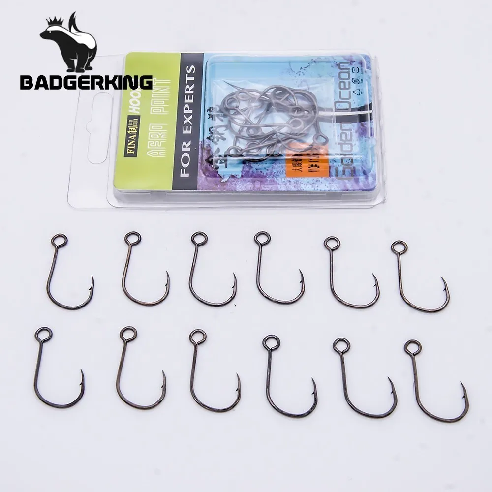 2/0 1/0 1 2 3 4 Big Eye inline single hook replace the treble hook 12pcs/pack FishHooks For Live Bait Single Fishing Hooks