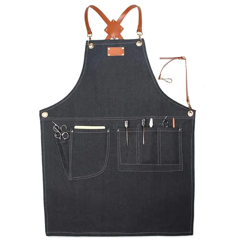 

Baking Apron Fashionable Denim Apron Multiple Usage Restaurant Floral Workers Durable Apron High Quality Kitchen Supplies Tools