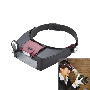 

Head Lamp Magnifying Jeweler Loupe With Led Lights 1.5X 3X 6.5X 8X Glass Headband Magnifier Led Light