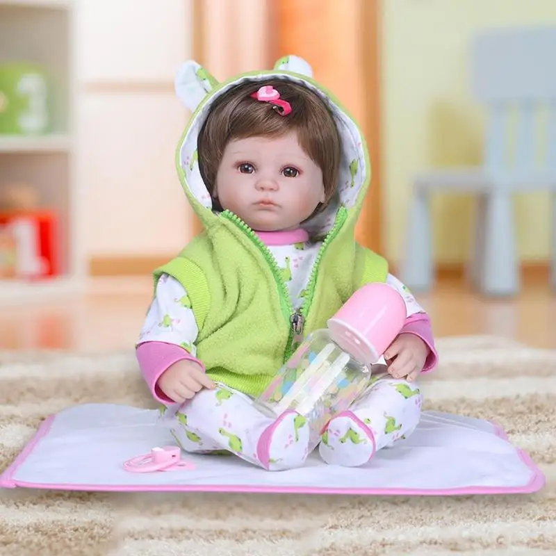

NPK 40cm Reborn Doll Handmade Realistic Silicone Reborn Doll Baby Adorable Lifelike Rebirth Toddler Toys Set Photography Prop