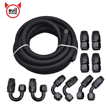 

evil energy Black Nylon Braided Hose Racing Hose 5M+AN8 Oil Fuel Fittings Hose End Oil Cooler Adaptor Oil Fuel Hose End AN8