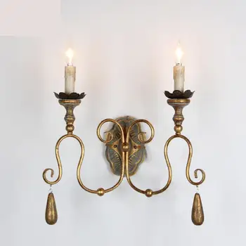 

Hallway 2-light traditional Wall Lamp for dining room retro Wall sconce American vintage led Mirror Light bedside wall fixtures