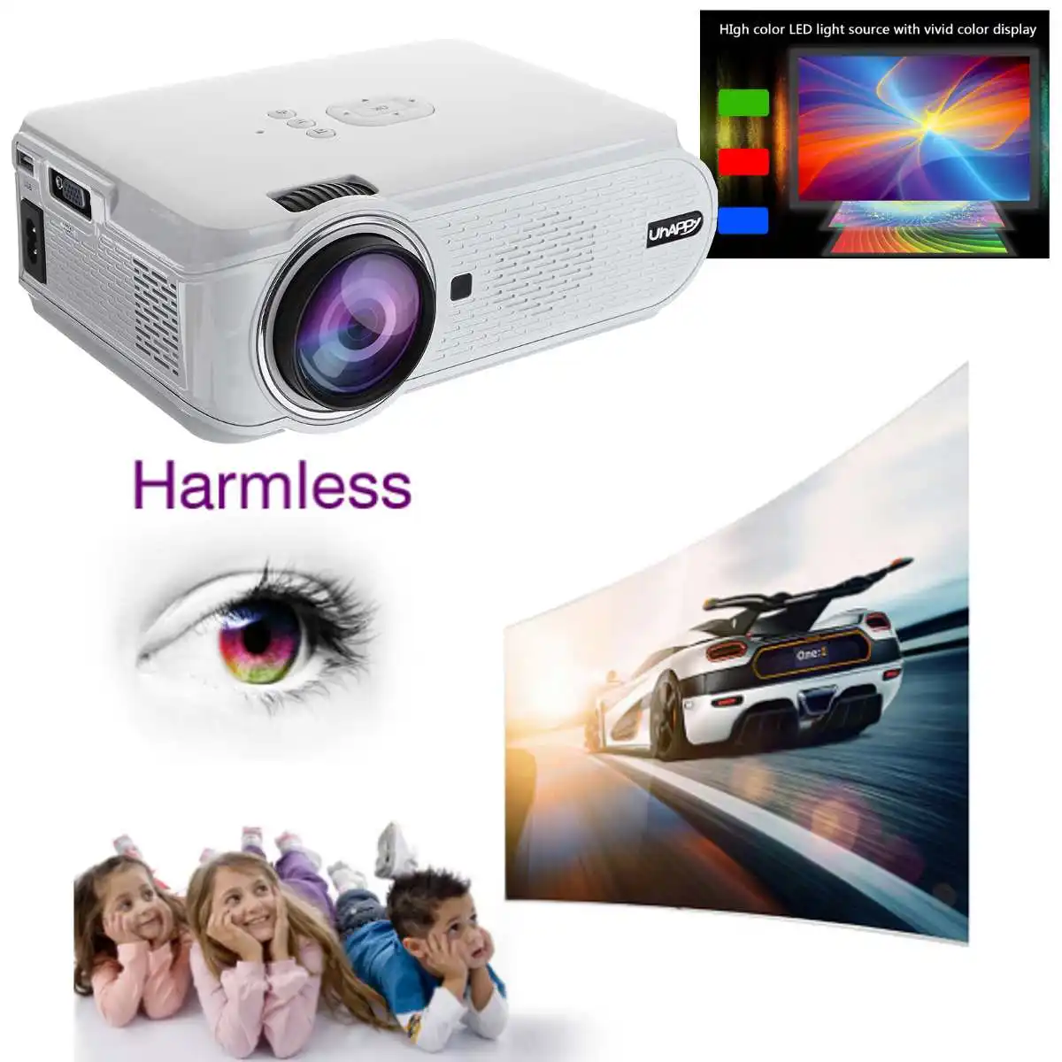 7000 Lumens 1080P HD LED 3D Mini Projectors Cinema Home Theater Remote Control