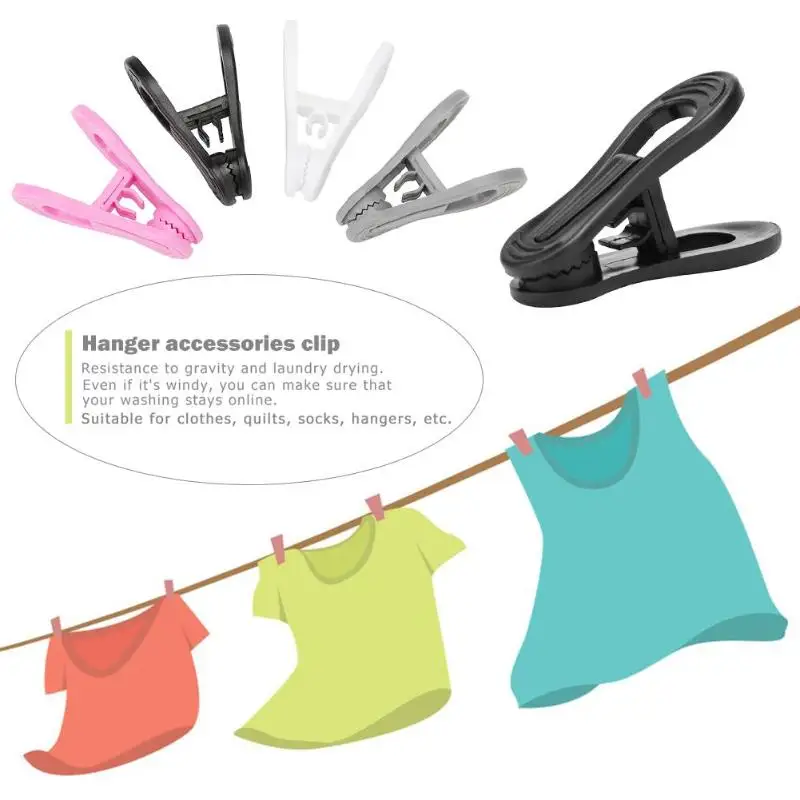

5Pcs/bag Round Head Laundry Clips Windproof Clip Cotton Quilt Clothing Plastic Clothespin Clothes Sun Big Clip