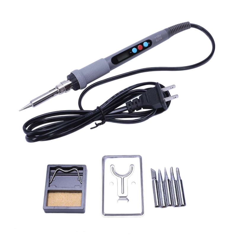 

Us Plug,Lcd Adjustable Temperature Digital Electric Soldering Station +5Pcs Solder Tip Replace Soldering Station