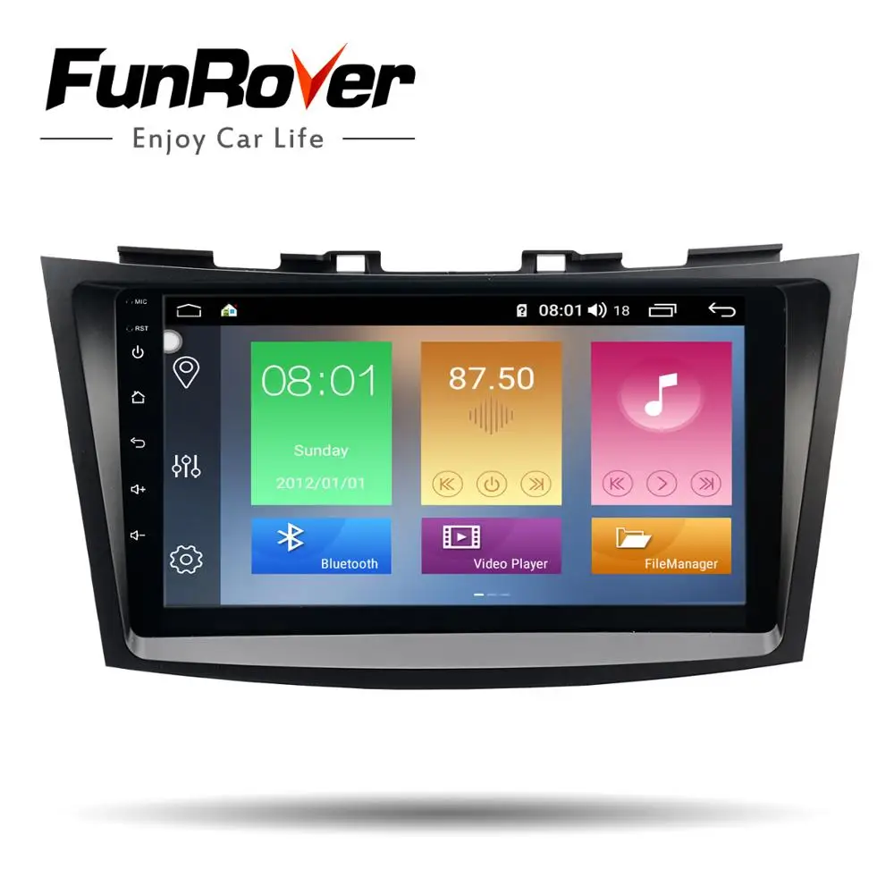 Best Funrover android 9.0 4G+64G Car dvd for Suzuki Swift 2011 2012 2013 2014 2015 car radio audio video gps stereo DSP 2.5D RDS BT 2