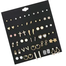 JCYMONG 30 пар/компл. 4 стиль цвета: золотистый, серебристый Цвет сплав маленькие серьги-гвоздики с украшением в виде кристаллов смолы цветок серьги для Для женщин Модные украшения