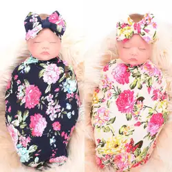 Младенческой новорожденных обувь для девочек цветок забавные пеленки Одеяло пеленка для сна муслин обёрточная бумага шляпа 2 шт. 80 см