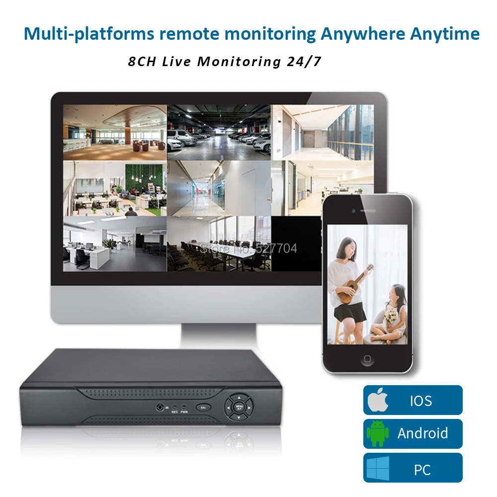  CCTV Security H.265 8CH POE NVR for 4MP 5MP 1080P PoE IP Camera Surveillance Network Video Recorder - 32999479156