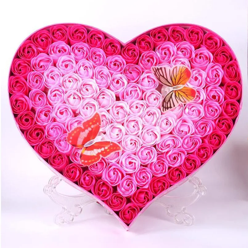 100 шт./кор. градиент мыло из лепестков роз с лампа-бабочка искусственный цветок для свадебный сувенир подарок для невесты на день рождения