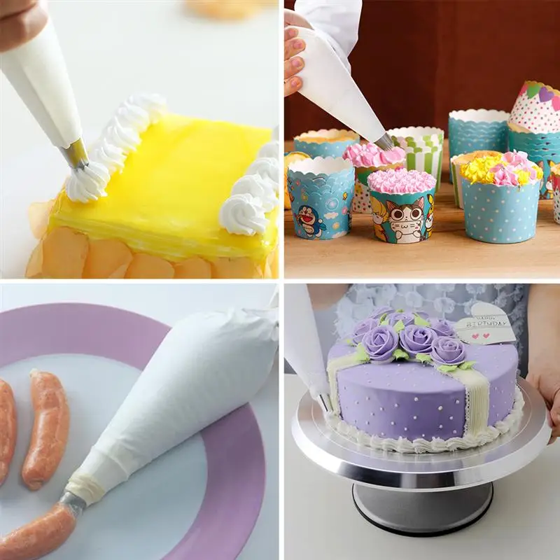 

100 PCS Large Size Disposable Piping Bag Icing Fondant Cake Cream Decorating Pastry Tip Tool Transparent(No Words)