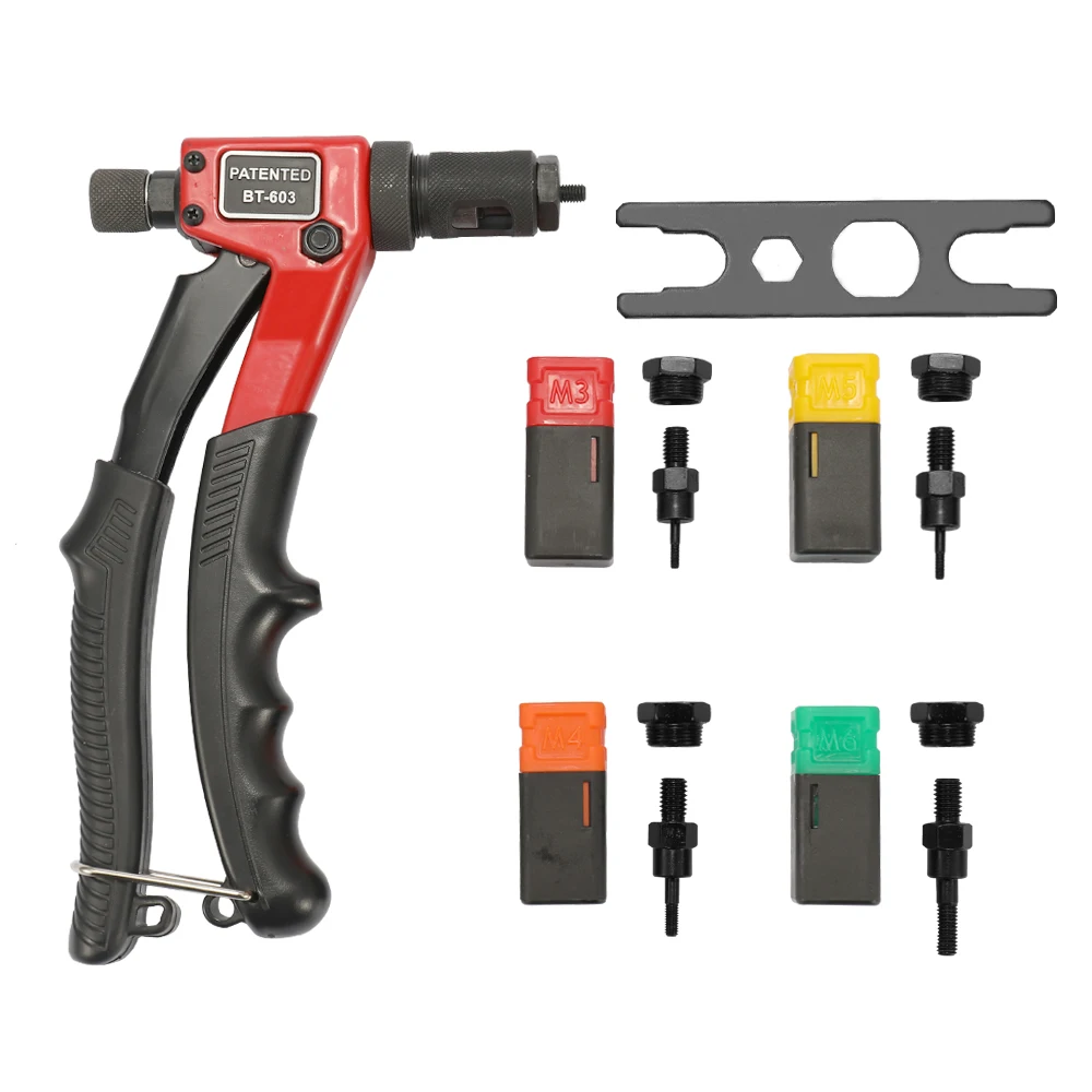 

8in Labor-saving Multitool Hand Riveter BT-603 Manual Rivet Machine 200mm Riveting Tools with Nut Dies M-3 M-4 M-5 M-6