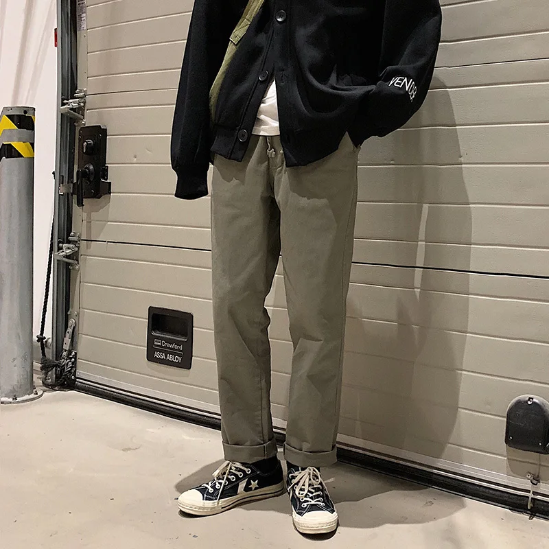Men's Casual Pants 2019 Spring New Youth Popular Personality Retro Loose Straight Tooling Trousers Youth Casual Men's Clothing 