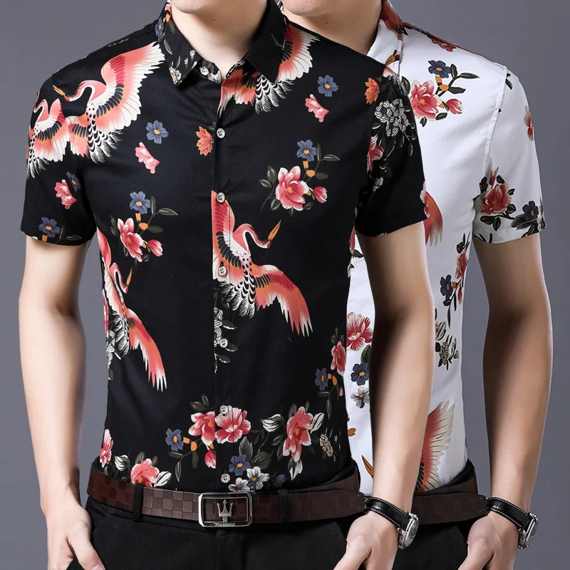2018 Summer Short sleeved Floral Shirt mens Stylish Casual men Shirt S 3XL shirts manin Casual