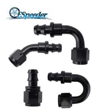 

ESPEEDER Car Parts AN10 Aluminum 0 90 45 180 Degree Oil Fuel Push On Hose Anoized Rubber Tube Hose End Oil Fuel Fitting Black