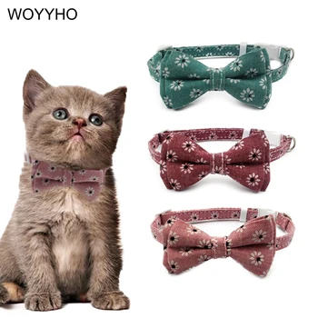 

Soft Fabric Cat Collar Lovely Flower Printed Small Necklace Adjustable Collars For Kitten Cat Puppy Dogs