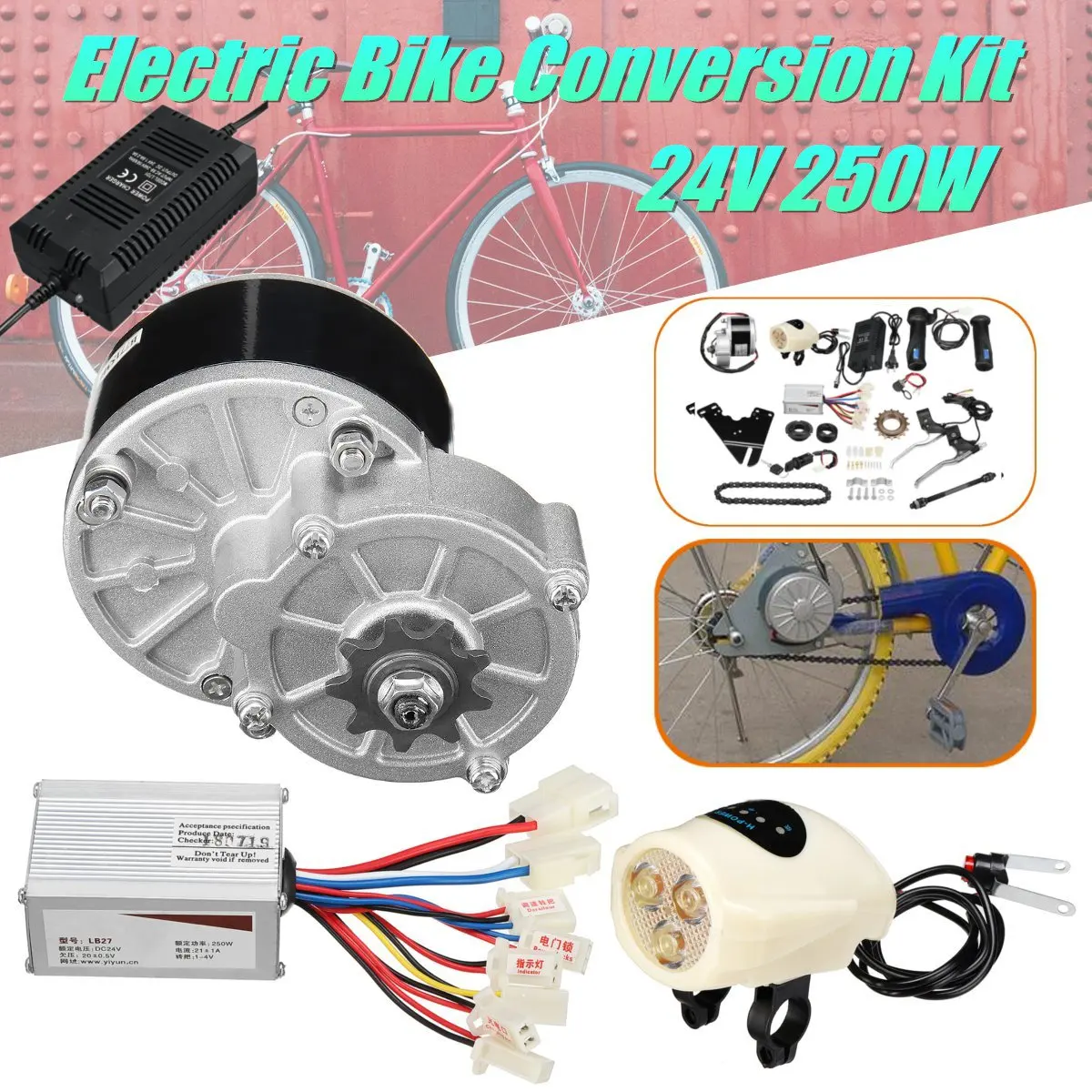 

24V 250W Motor Controller Electric Bike Kit Electric Bicycle Conversion Kit for Ordinary Common Electric Bicycle Accessories