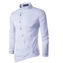 Брендовая Новая роскошная модная мужская Облегающая рубашка с длинным рукавом, рубашки для осени, мужская рубашка