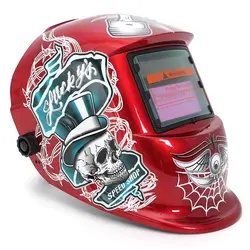 Сварочная маска шлем Солнечная Автоматическая Сварка (использование солнечной энергии для заправки) красный череп и паутина защитный