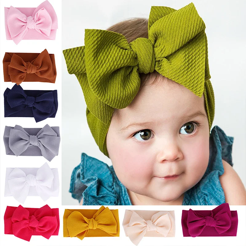 

REAKIDS New Adjustable Big Bow Turban Baby Headband Oversized Bow Hair Turban Girl Big Hair Bow Newborn Headband
