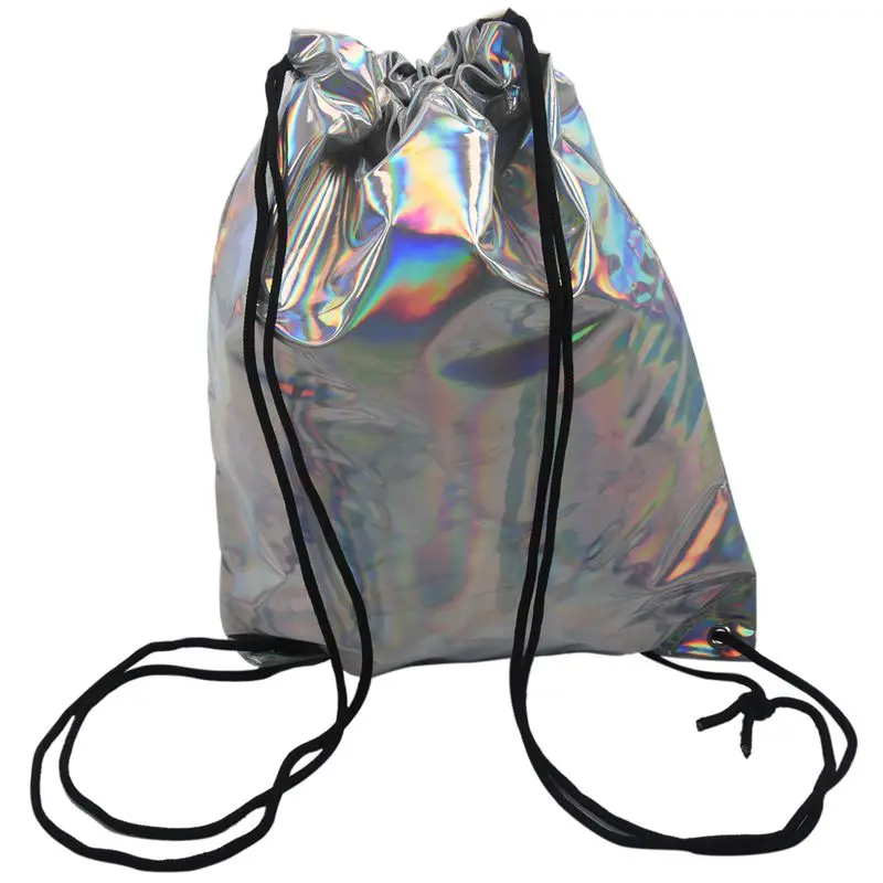 Блестящая походная спортивная сумка, рюкзак, школьные сумки для книг, голографическая гладкая струнная сумка