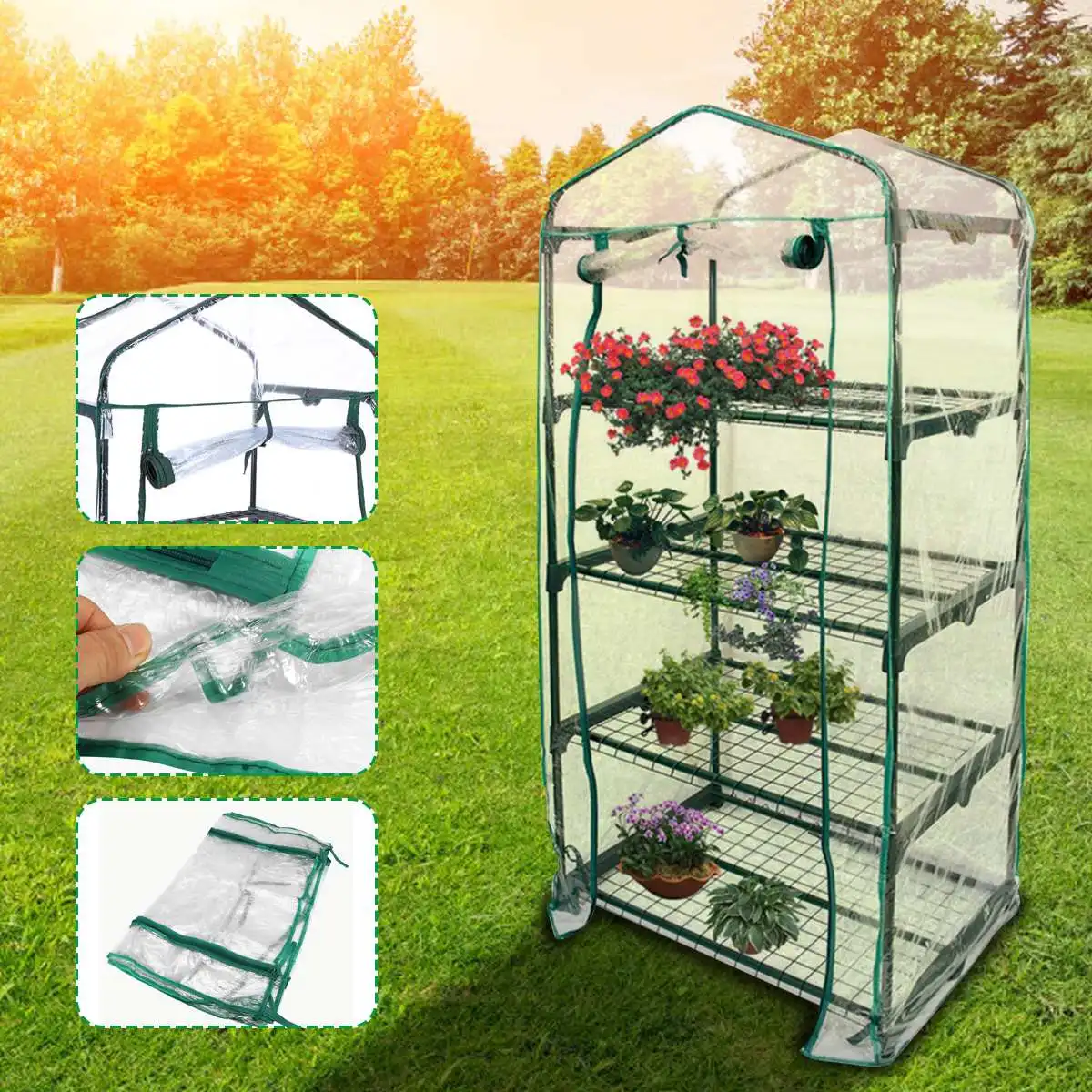 

Mini Portable Garden Green House Outdoor Warm Greenhouse Protect Flower Plants Gardening Waterproof PVC Zipper Breathtability