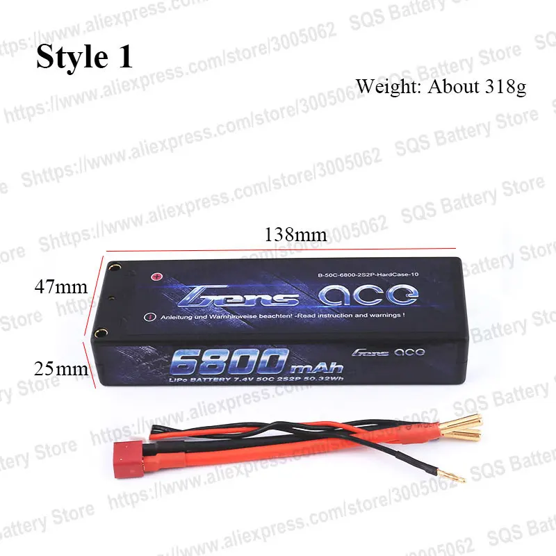 Gens ace Lipo аккумулятор 2S 6800mAh Lipo 7,4 V аккумулятор 50C аккумулятор 1/10 автомобиль 1/8 RC автомобиль для Traxxas Slash Emaxx Bandit