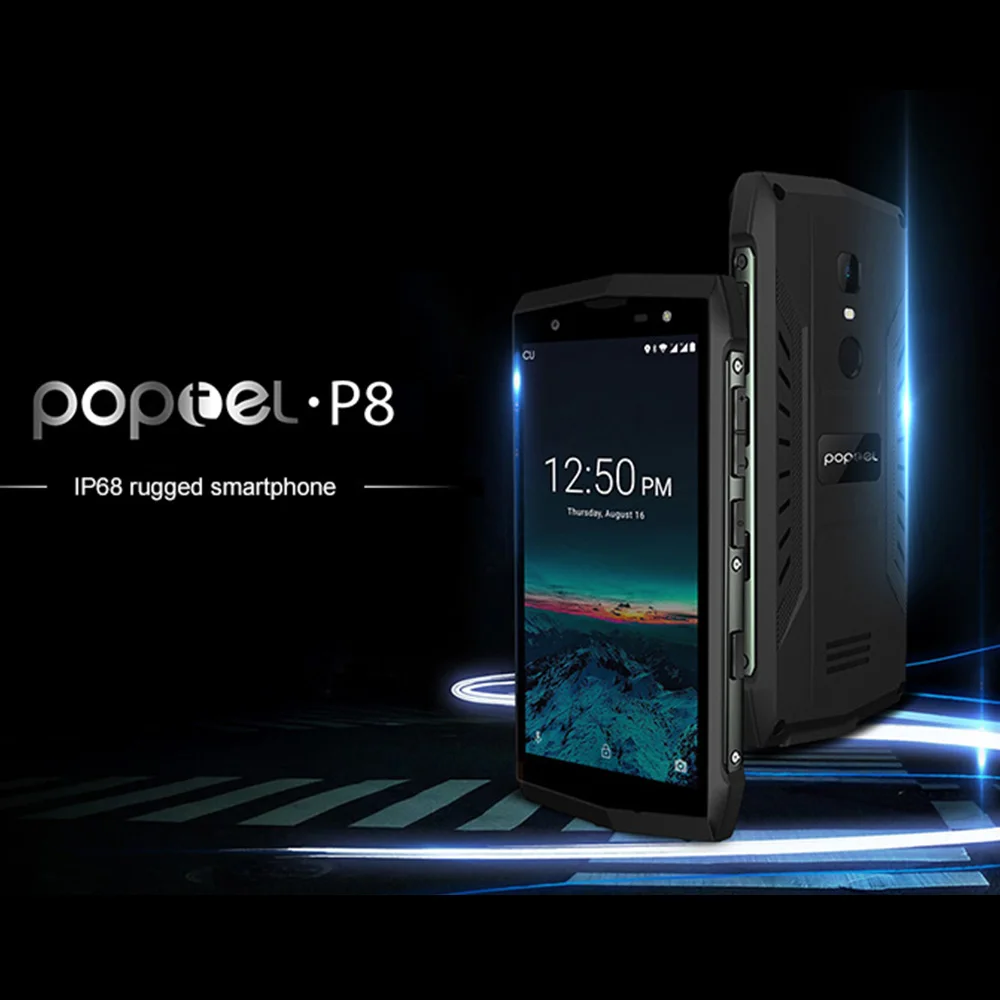 Poptel P8 IP68 смартфон 5 0 &quotAndroid 8 1 4 ядра 2 ГБ Оперативная память 16 Встроенная 8.0MP камера